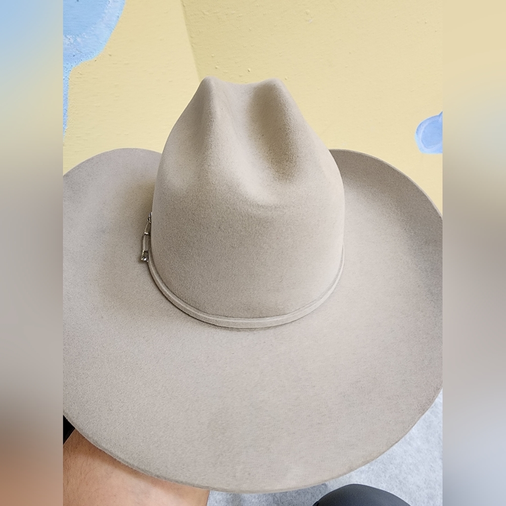 Men's Classic Wide-Brim Felt Cowboy Hat - Taupe - Picture 5 of 6